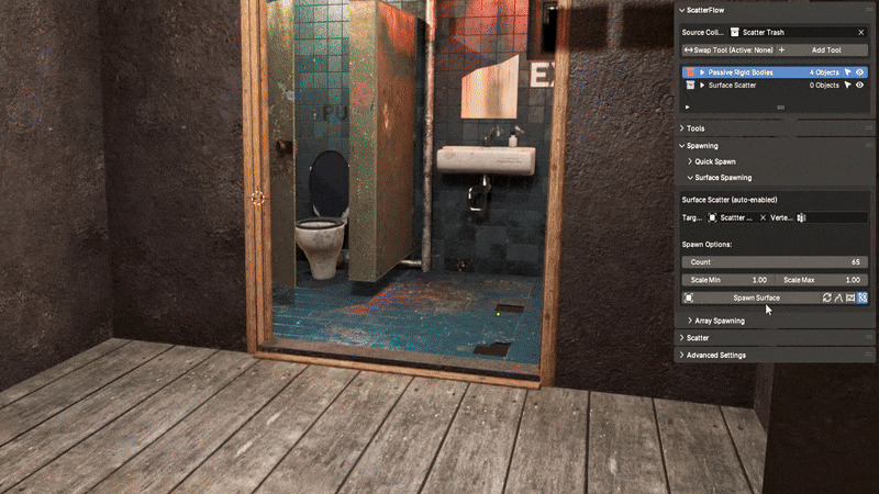 Surface scattering animation